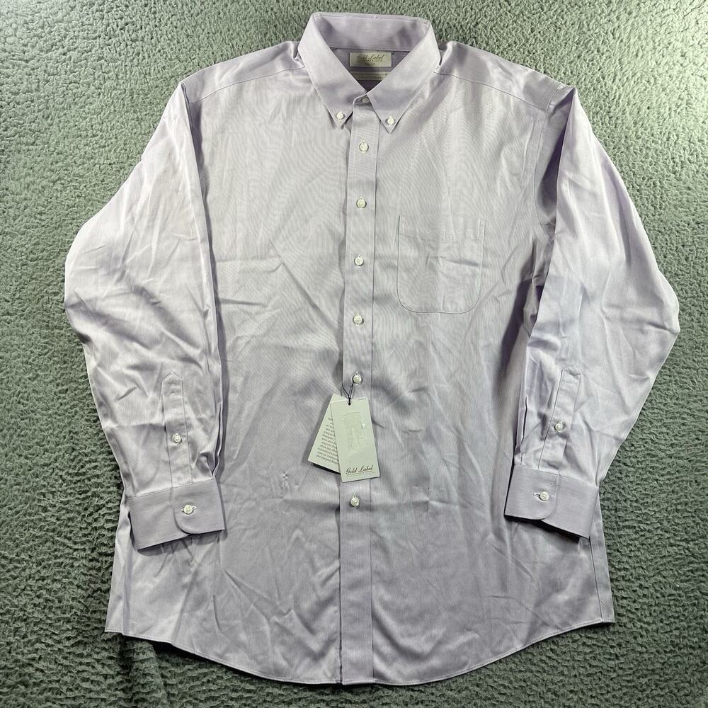 Roundtree Yorke Gold Label Shirt Mens 16.5 34 NWT Non Iron Cotton Dobby Dress - Picture 4 of 9